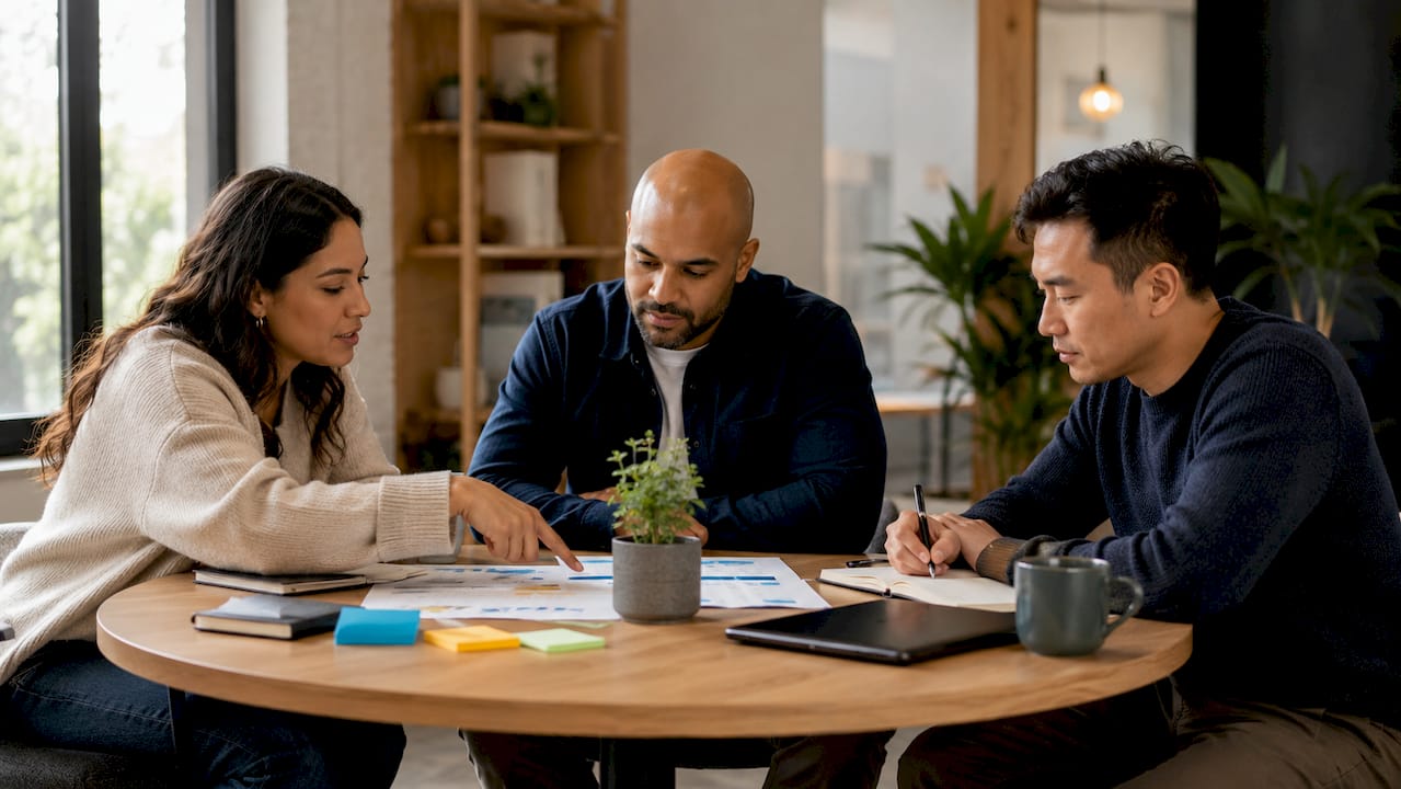 Sales leaders collaborating around pipeline data
