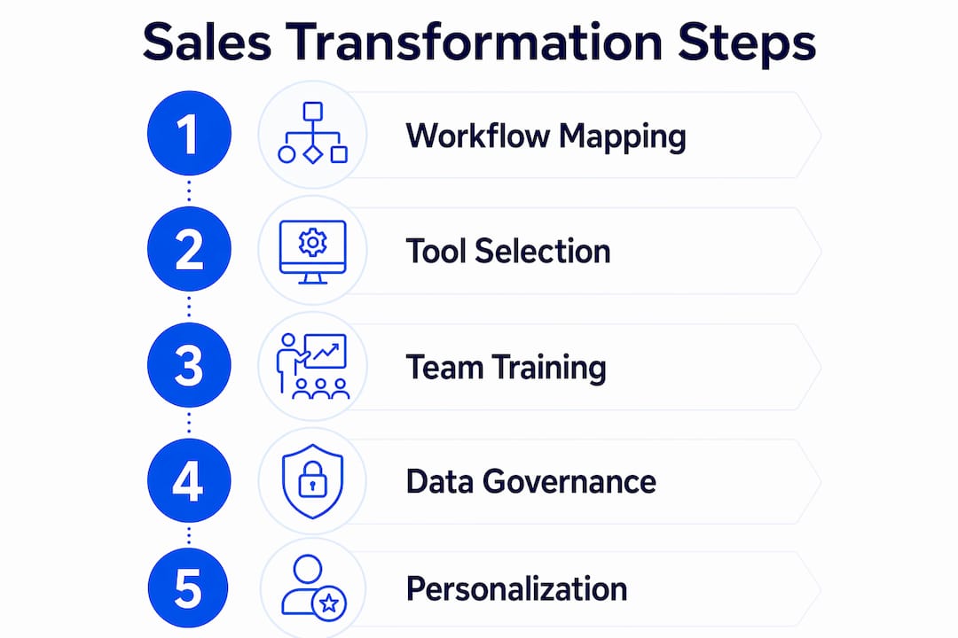 Infographic illustrating sales digital transformation steps