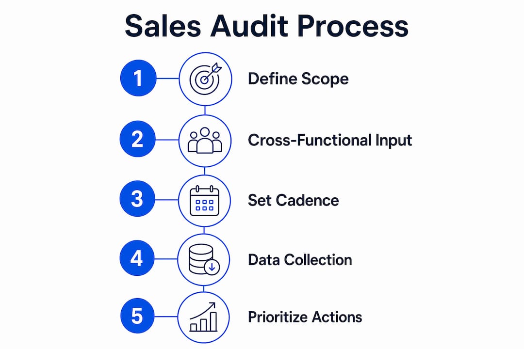 Infographic illustrating sales audit process steps