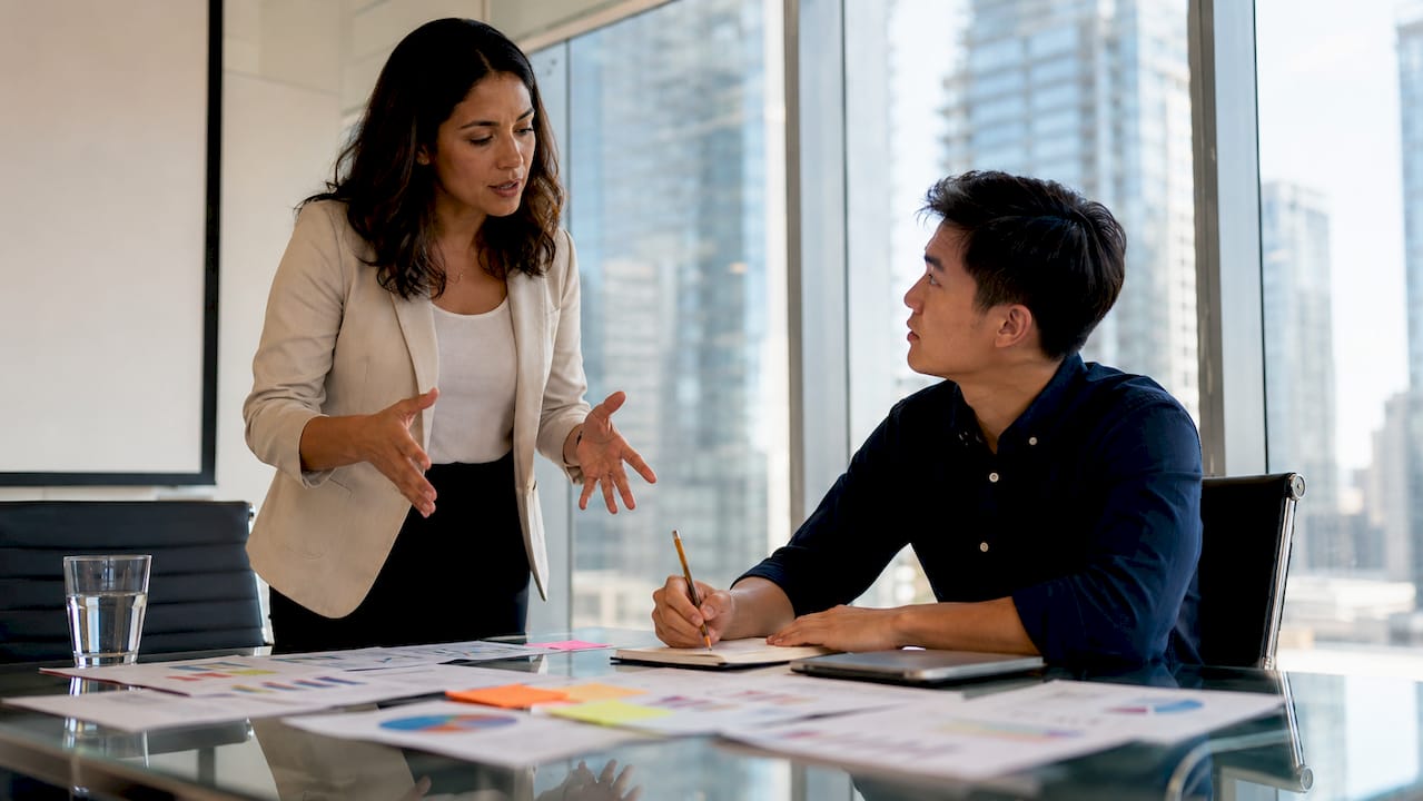 Sales manager coaching individual rep