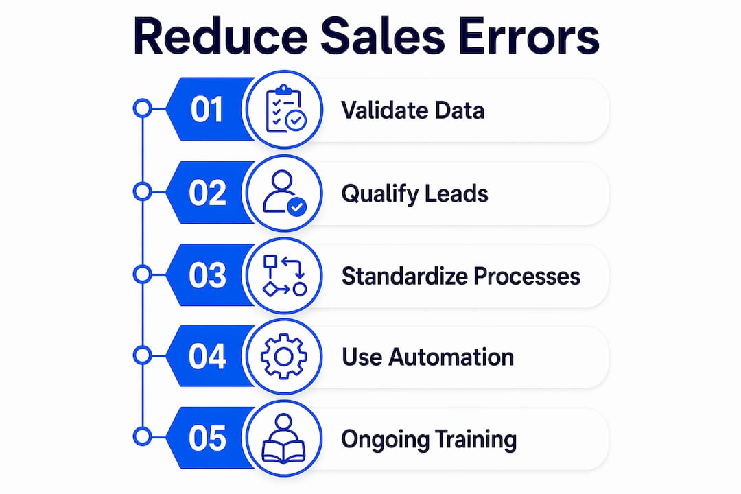 Infographic showing steps to reduce sales errors