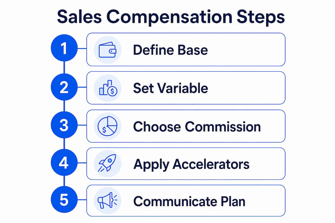 Infographic illustrating sales compensation plan steps