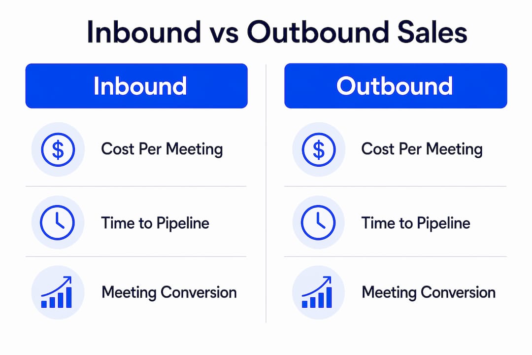 Infographic comparing inbound and outbound sales metrics