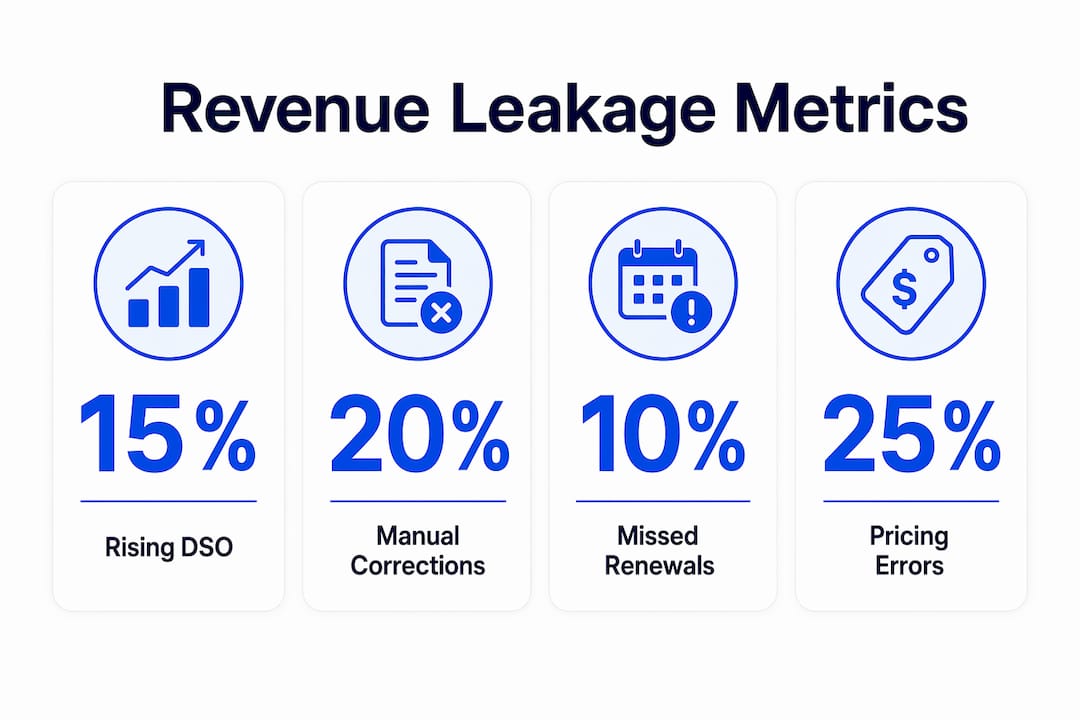 Infographic showing key revenue leakage metrics
