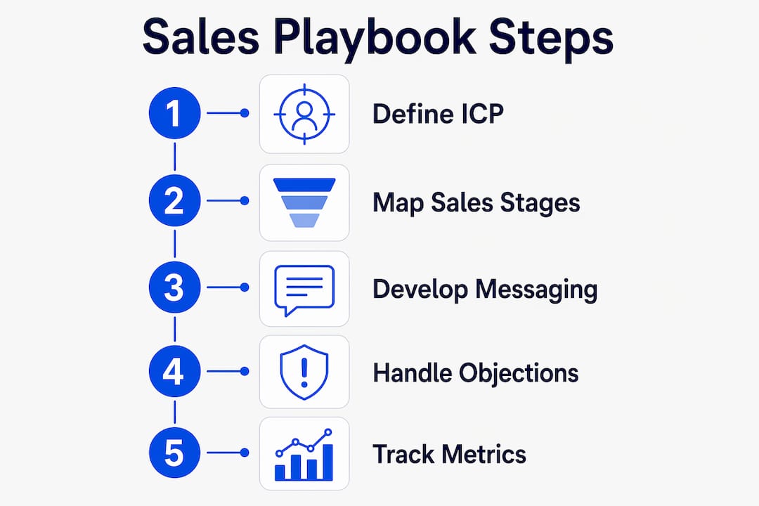 Infographic illustrating sales playbook creation steps