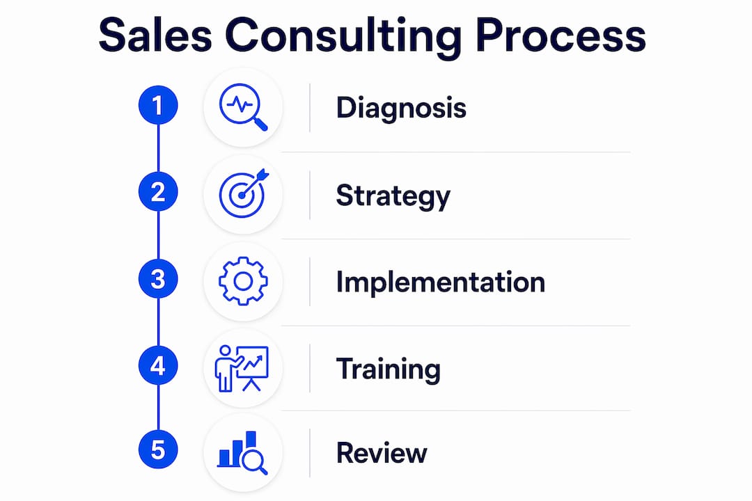 Infographic of sales consulting process steps