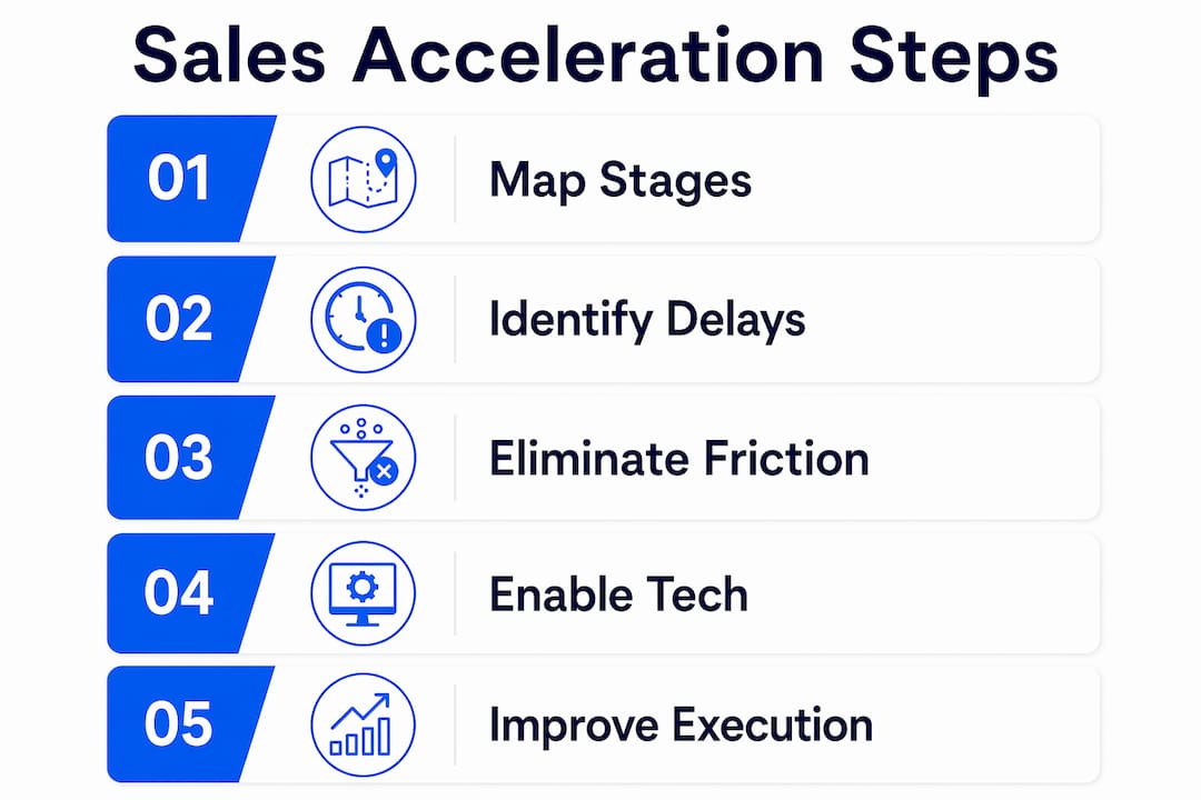 Infographic illustrating sales acceleration steps