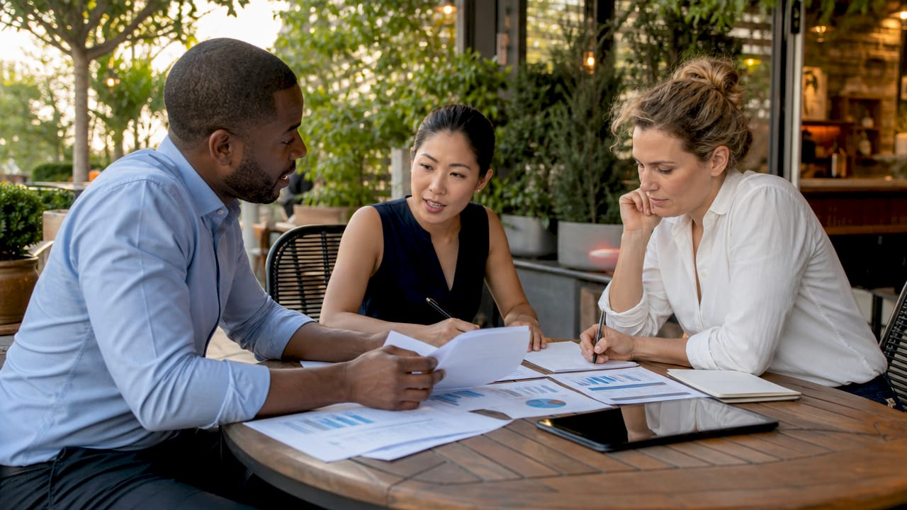 Sales team discussing forecasting methods