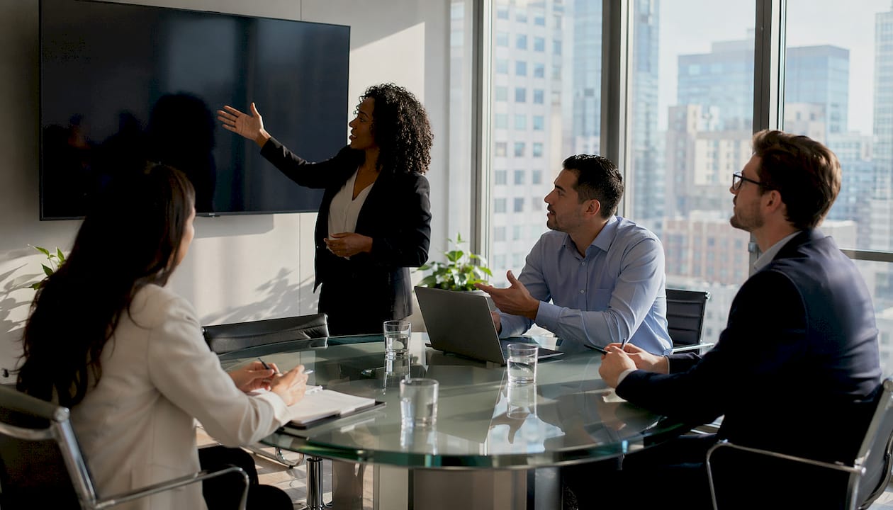 Sales team conducting process audit meeting