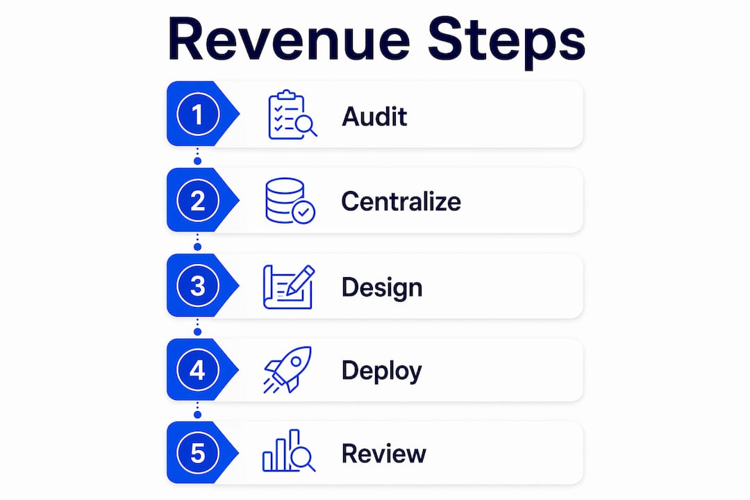 Infographic showing step-by-step revenue generation process