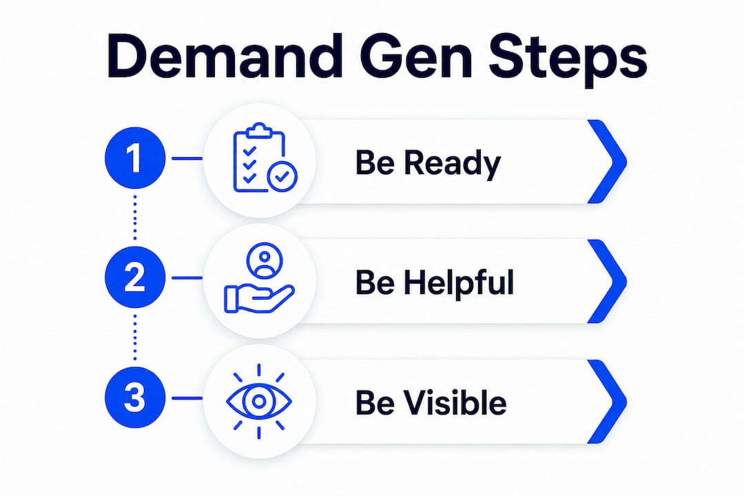 Infographic showing demand generation framework steps