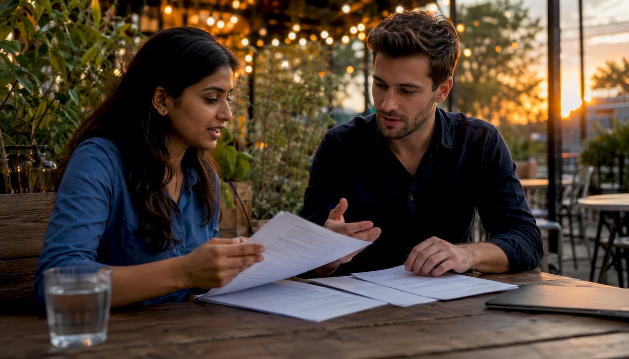 Sales team reviewing onboarding documents