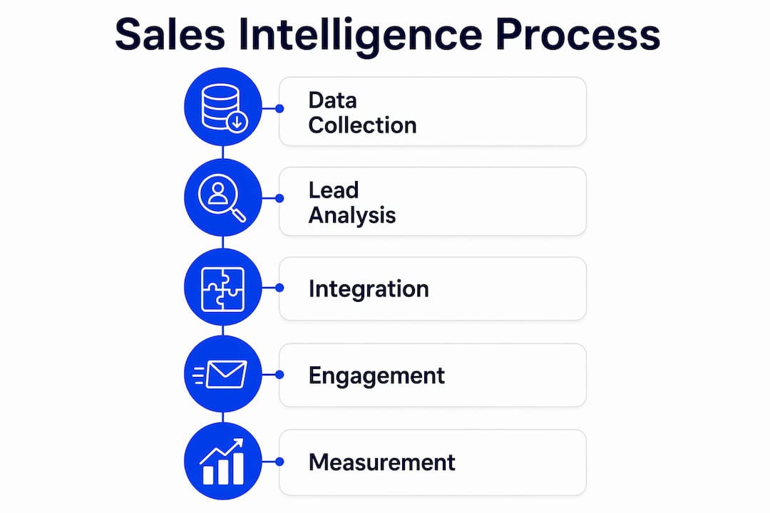 Infographic showing sales intelligence process