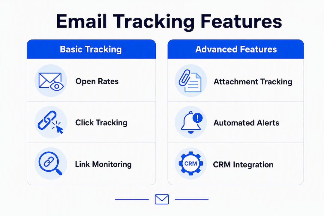 Infographic comparing email tracking tool features