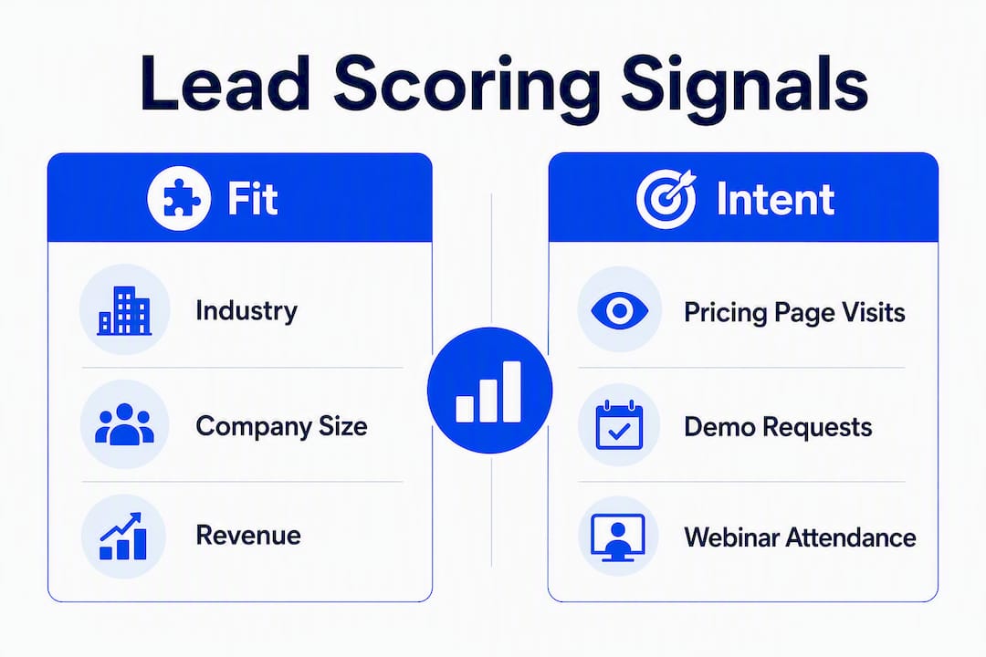 Infographic comparing lead scoring fit and intent signals