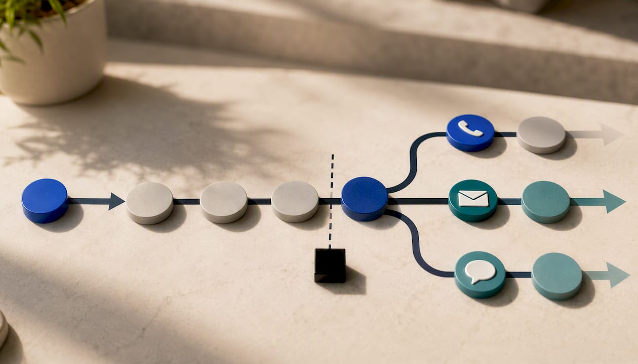 Lead response channel switch workflow