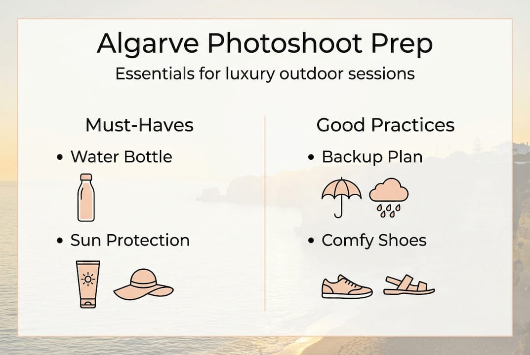 Infographic with Algarve luxury photoshoot essentials