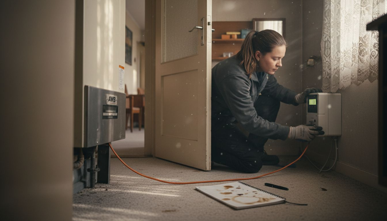 Monteur voert veiligheidscheck uit aan cv-ketel
