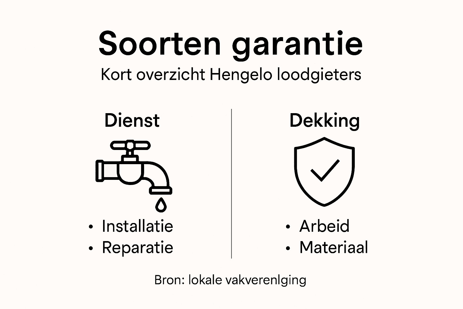 Overzicht: verschillende garantieopties bij loodgieterswerk