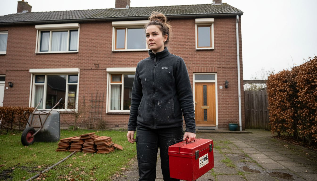 Een lokale loodgieter staat voor de deur bij een woning in Hengelo.