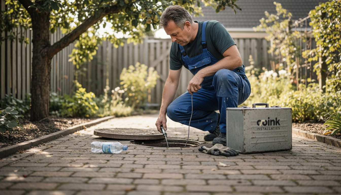 Man inspecteert riool met behulp van een camera