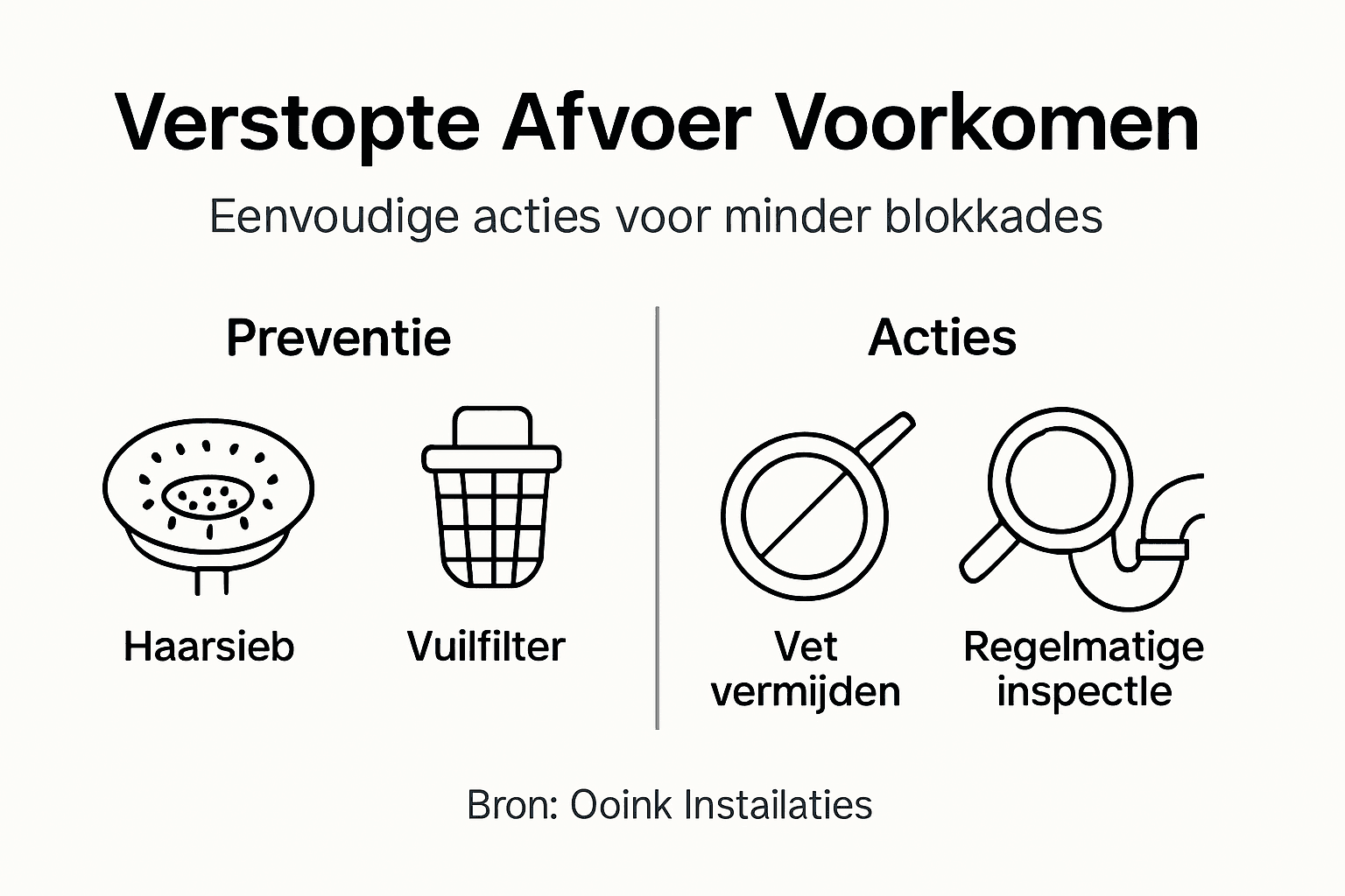 Overzichtelijke infographic met tips om een verstopte afvoer te voorkomen