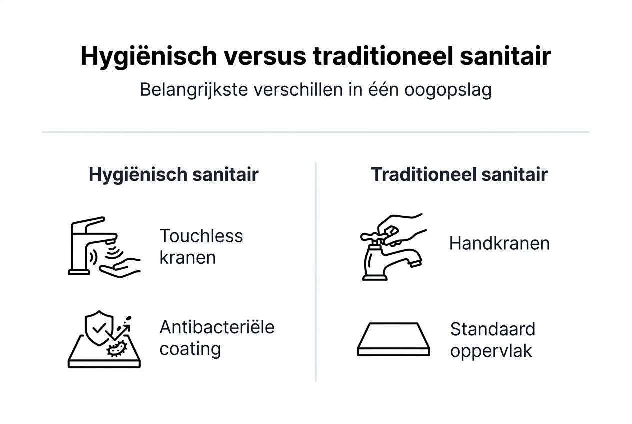 Infographic: de belangrijkste verschillen tussen hygiënisch en traditioneel sanitair op een rij