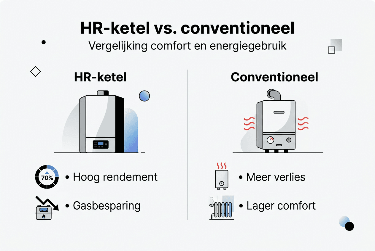 Infographic: Verschil tussen een HR-ketel en een traditionele cv-ketel