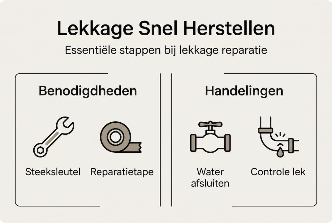 Overzichtelijke infographic: zo pak je lekkage stap voor stap aan, inclusief handige hulpmiddelen