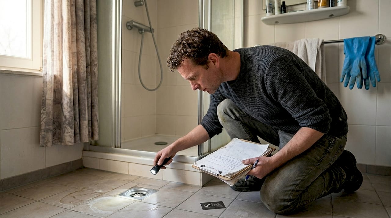 De doucheafvoer controleren in een nieuw huis