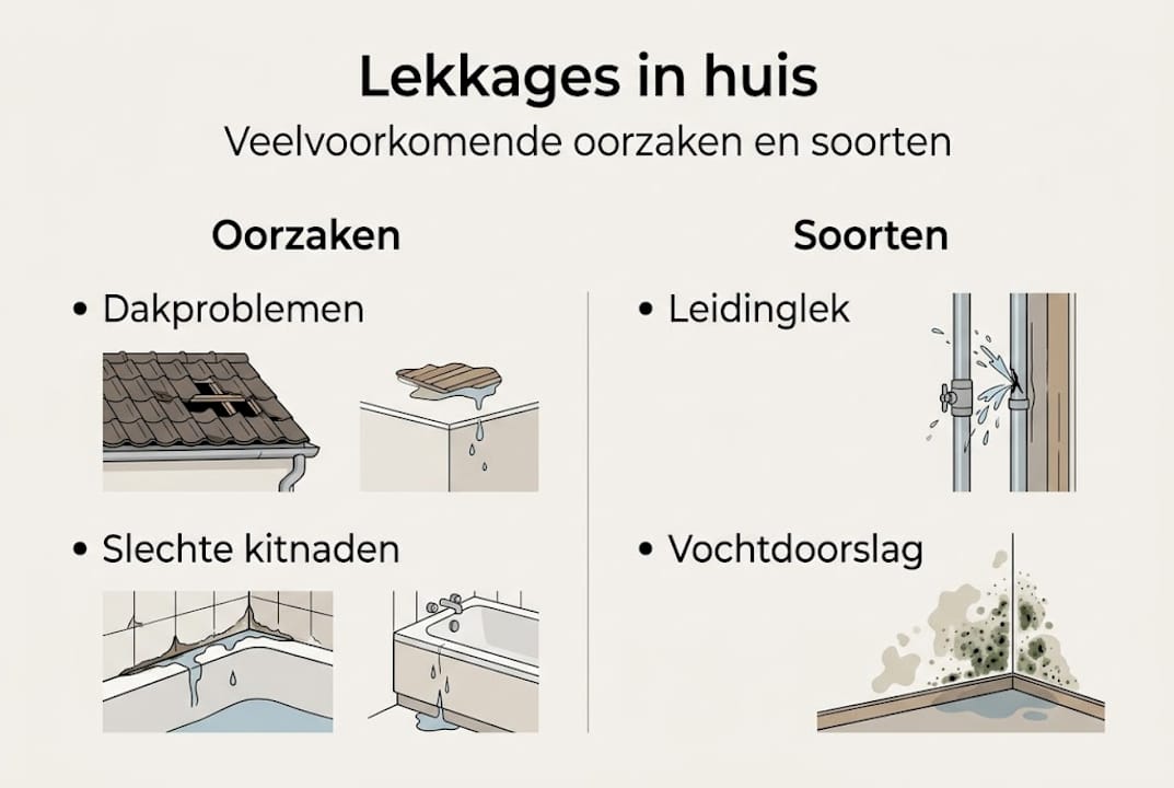 Infographic: de meest voorkomende oorzaken en typen lekkages op een rij