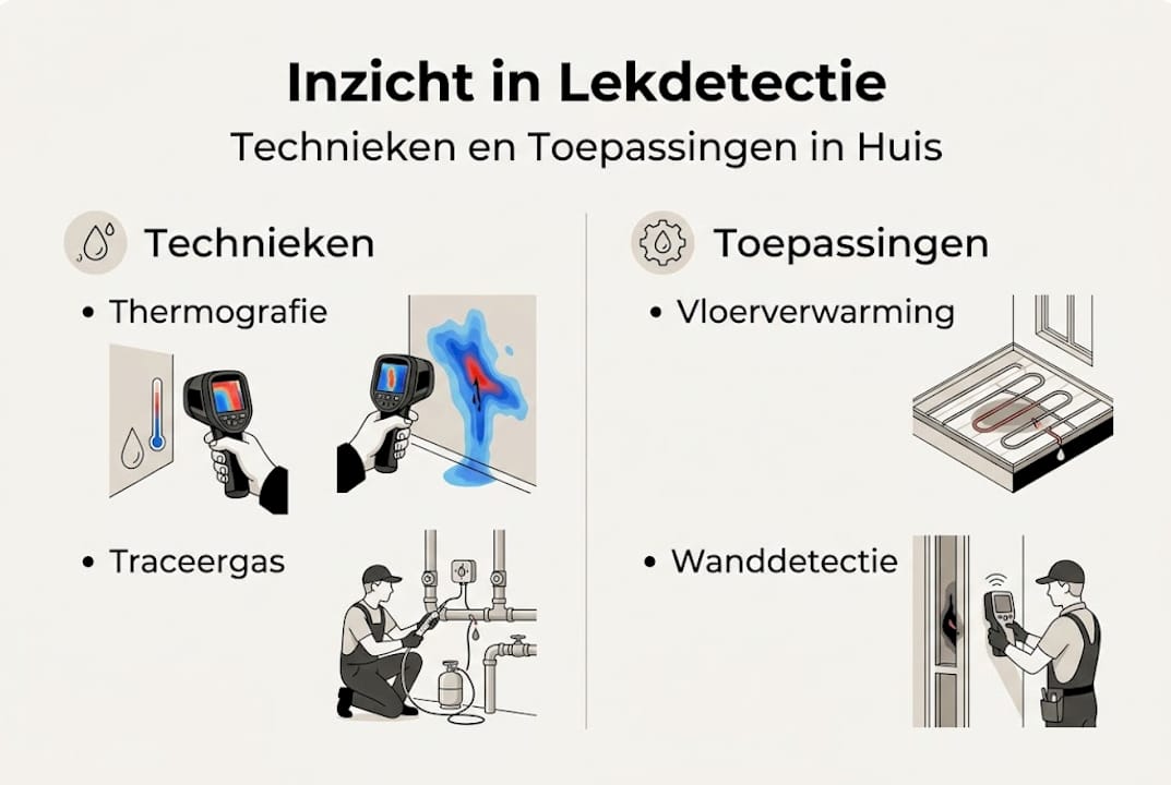 Infographic: Overzicht van methodes voor het opsporen en toepassen van lekdetectie