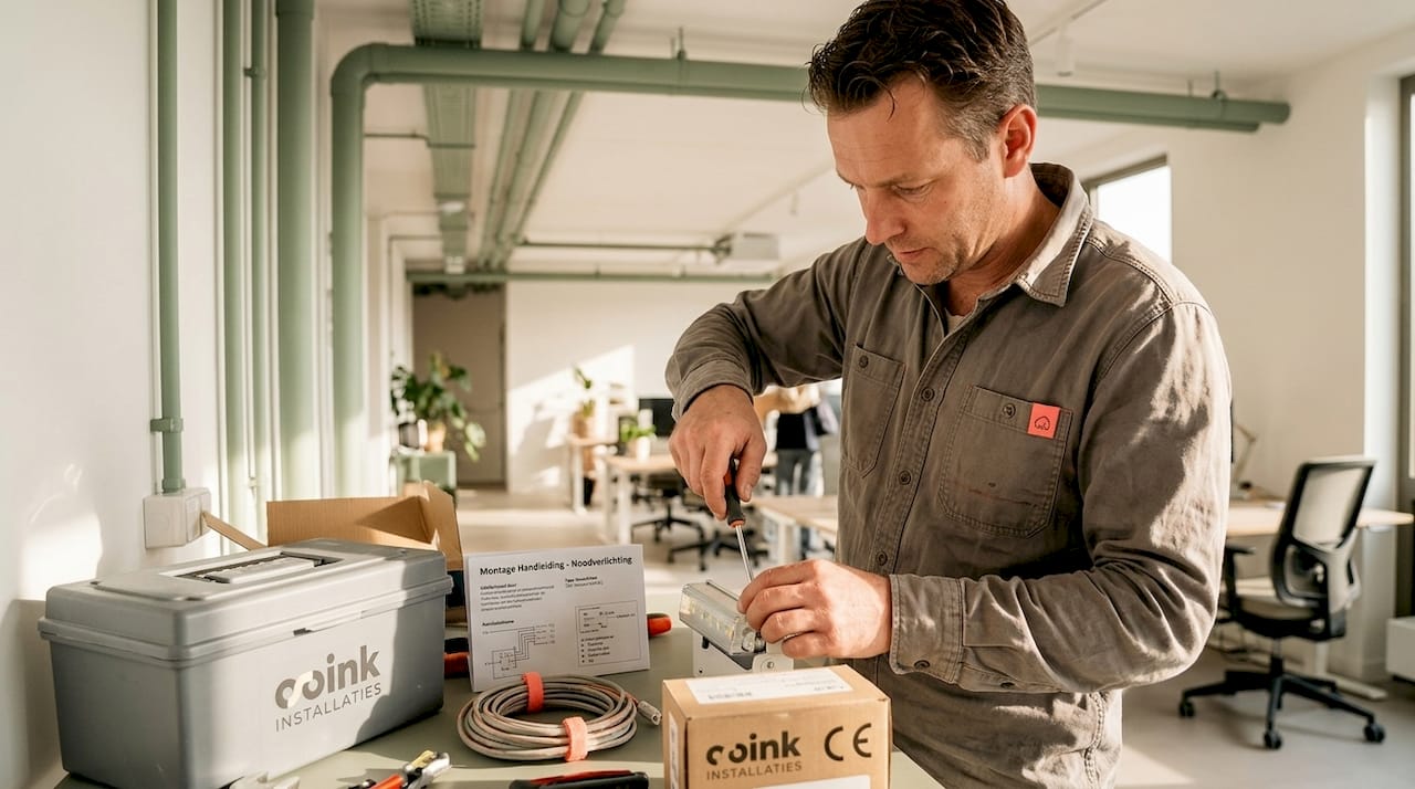 Een monteur zorgt voor de snelle installatie van een gebruiksvriendelijk verlichtingssysteem.