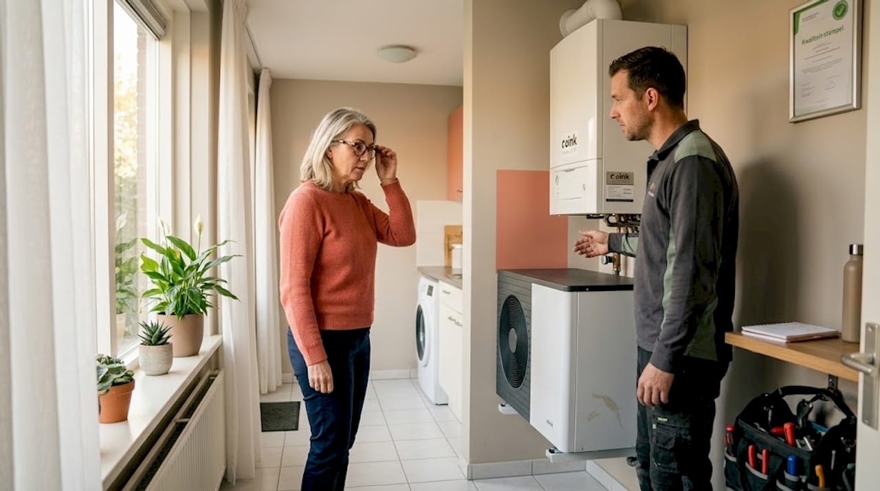 Praktische bijkeuken met zowel een hybride warmtepomp als een cv-installatie
