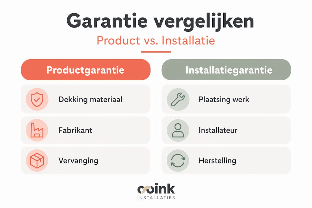 Infographic: verschil tussen productgarantie en installatiewaarborg