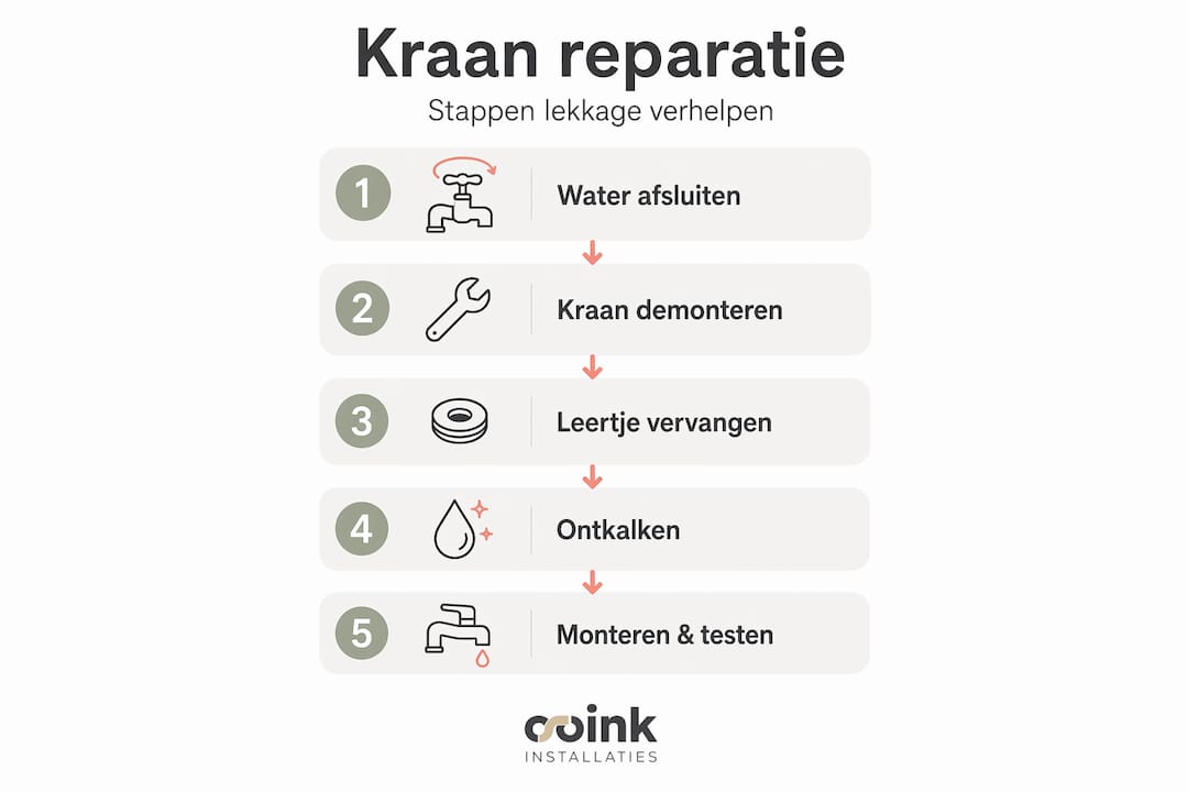 Infographic: zo pak je een lekkende kraan stap voor stap aan