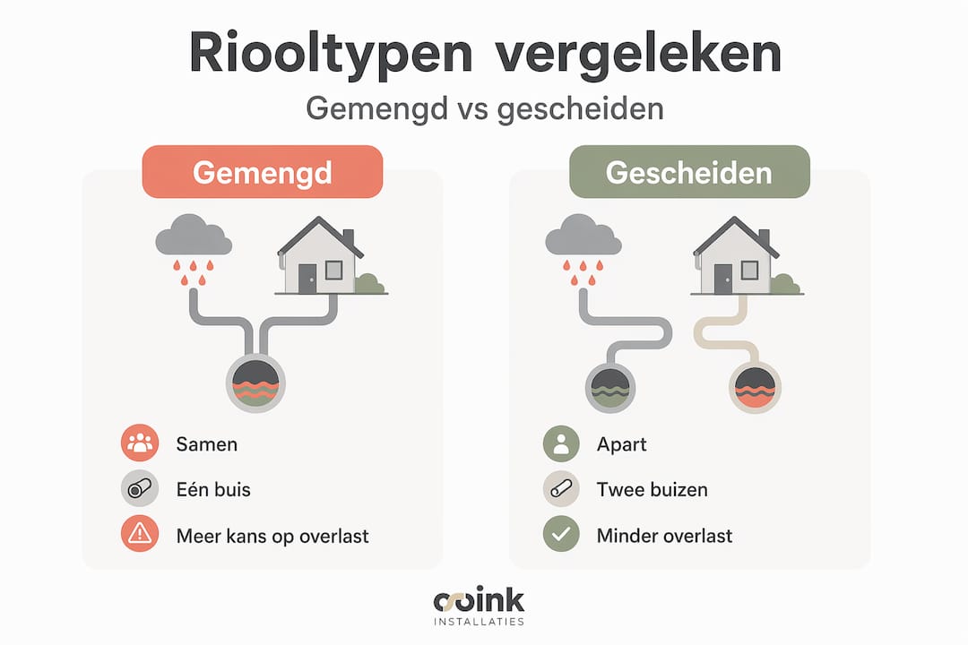 Infographic: verschillen tussen een gemengd en een gescheiden rioolstelsel