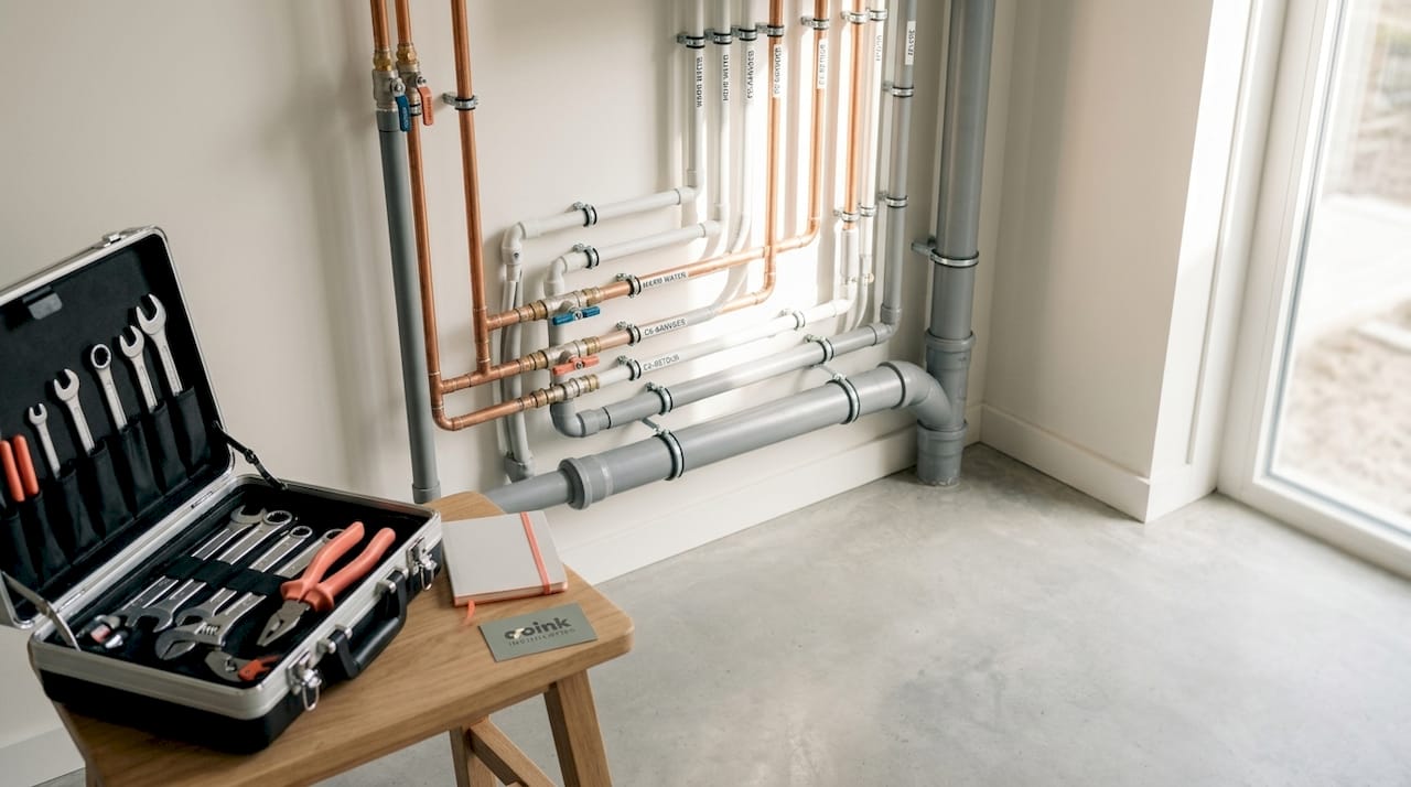 Netjes weggewerkte leidingen voor water en verwarming