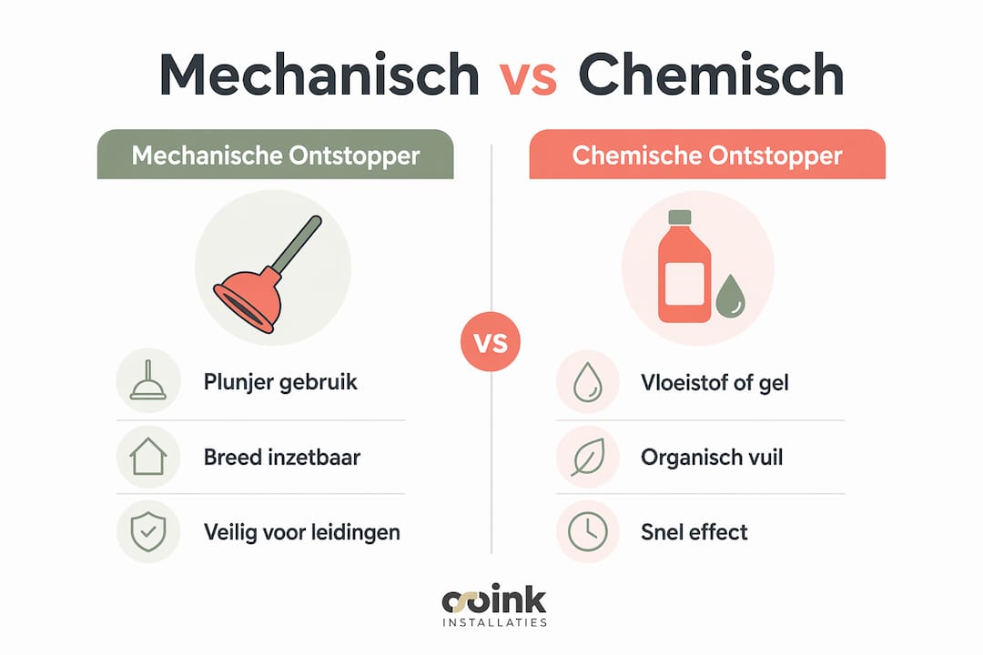 Infographic: mechanische versus chemische ontstoppers vergeleken