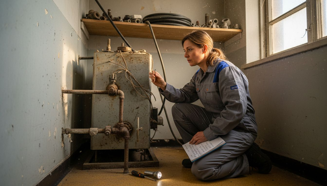 Een inspecteur voert een controle uit op de technische installatie.