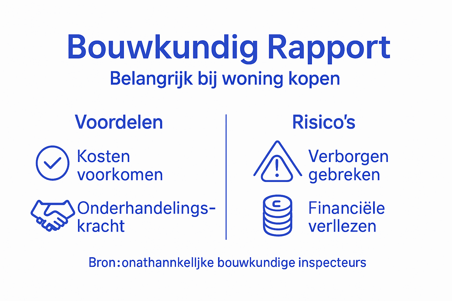 Infographic: de plus- en minpunten van een bouwkundig rapport op een rij