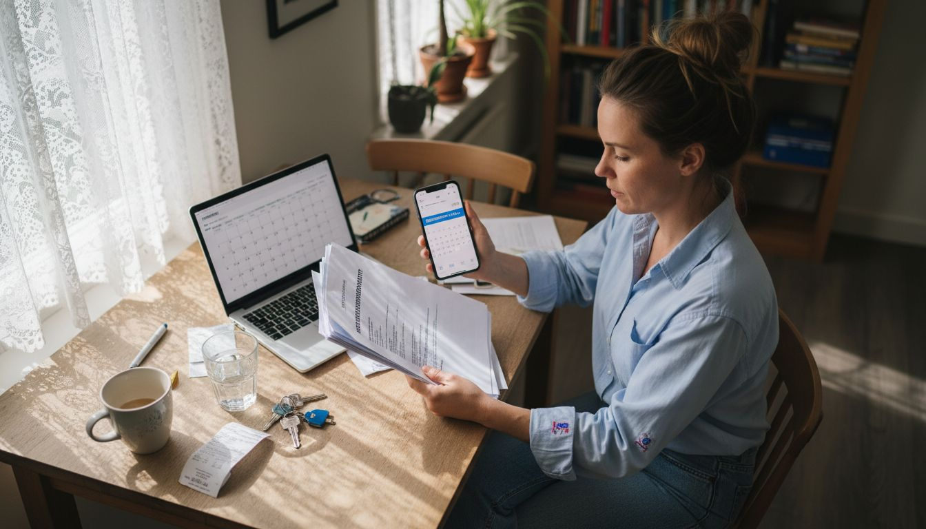 Vrouw bespreekt bouwkundige keuring aan de eettafel