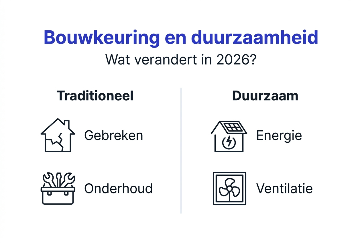 Infographic: de verschillen tussen bouwkeuring en duurzaamheid