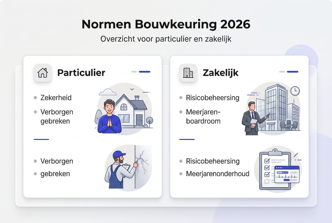 Overzicht van bouwkeuringseisen voor particuliere en zakelijke panden (infographic)