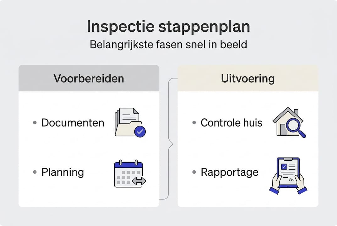 Overzicht van de stappen bij een bouwkundige inspectie in beeld