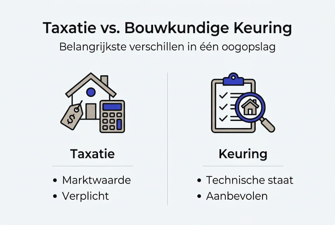 Overzicht: wat zijn de verschillen tussen een taxatie en een bouwkundige keuring?