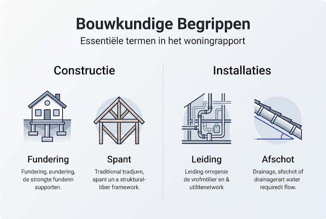 Infographic met onmisbare begrippen uit de bouw