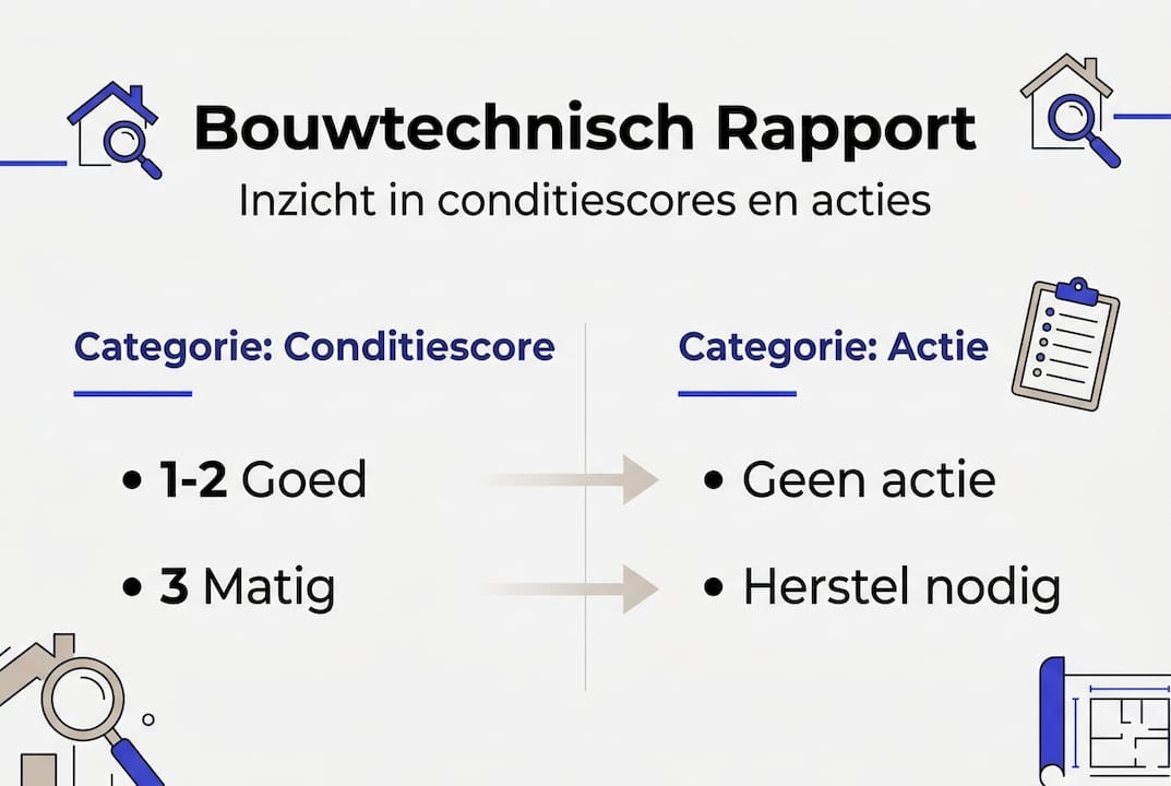 Infographic: conditiebeoordeling en aanbevolen onderhoudsmaatregelen in het bouwkundig rapport