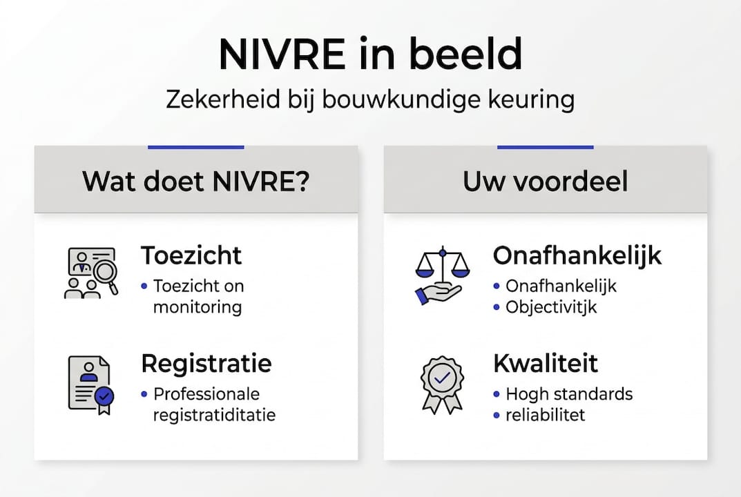 In deze infographic wordt helder uitgelegd hoe het toezicht bij NIVRE is geregeld en welke voordelen dit oplevert.