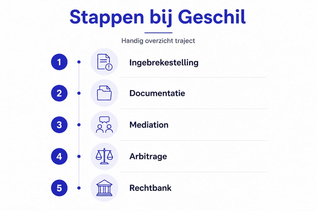 Infographic: stappenplan bij een geschil met je aannemer